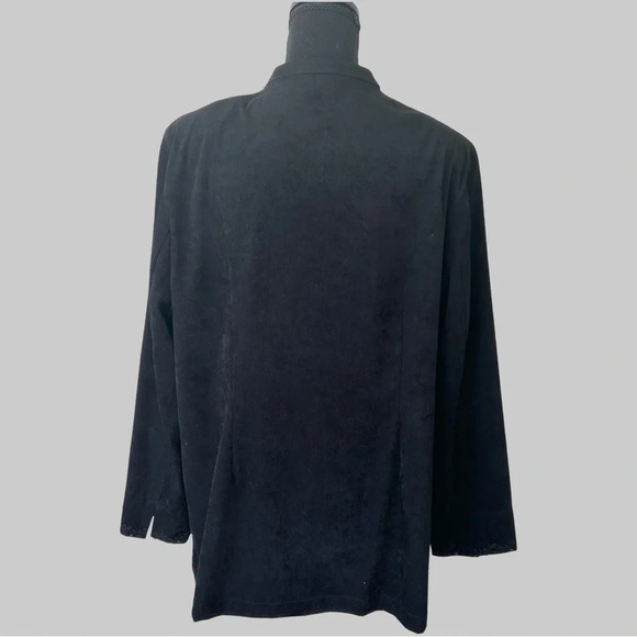 Vintage Alia Black Sequins Beads Accents Faux Suede Jacket - Picture 3 of 15